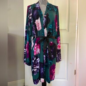 Cacique Plus Size Floral Women's Robe Multicolor Nylon Spandex blend size 22/24